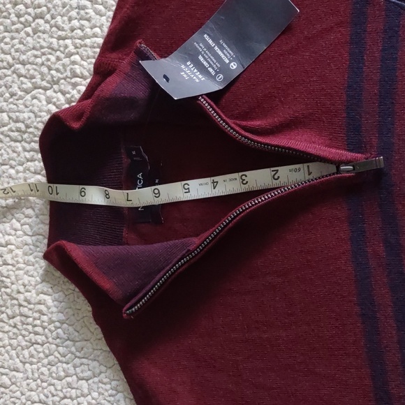 NWT Nautica XL Navtech Blue Burgundy Stripe Quarter Zip Sweater - Picture 9 of 12